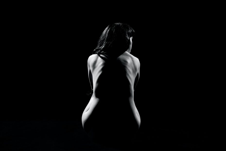 grayscale photography of woman naked